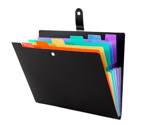 HeFZiYMOZaDP Dokumentenmappe A4 mit 7 Fächern, Fächermappe A4 mit Farbiger Etiketten, Tragbar Erweiterbare Dokumentenmappe mit Druckknopf für Klassenzimmer, Büro von HeFZiYMOZaDP