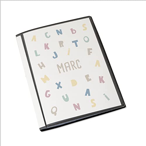 Personalisierte Zeugnismappe Kinder - Personalisiertes Geschenk zur Einschulung - inkl. 20 Klarsichthüllen DIN A4 - Zeugnismappe Mädchen - Zeugnismappe Junge - hellomini (ABC) von hellomini