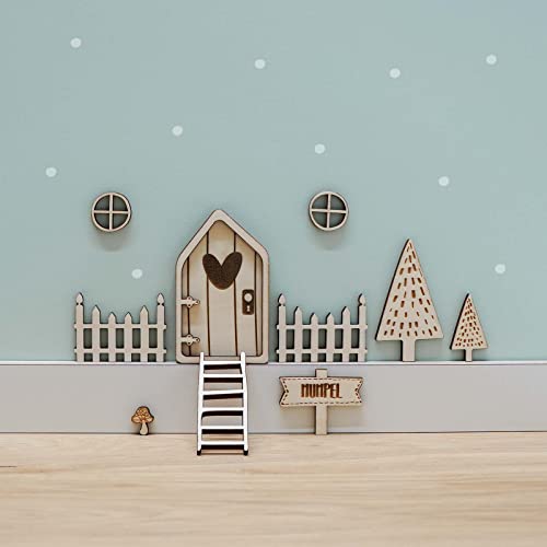 Wichteltür Weihnachten Set Adventskalender Advent Wichtel Tür mit Namen und Zubehör aus Holz Feetür Fee Weihnachtsdekoration Geschenkidee für Kinder hellomini von HeLLo mini