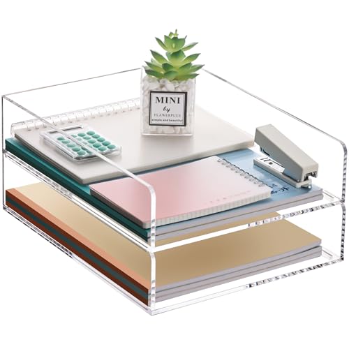 HeZone Briefablage, transparente Acryl-Papierablage, Schullehrer, Bürobedarf, stapelbarer Schreibtisch-Organizer, Klassenzimmer-Dekoration und Zubehör, 2 Stück von HeZone