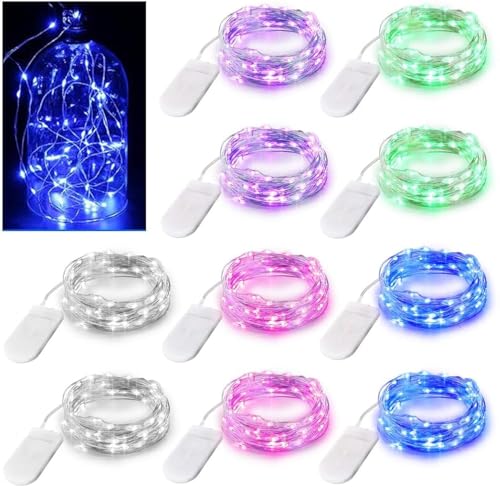HeaHap 10 Stück Feen-Lichterkette 2 Meter Kupferdraht batteriebetriebene Lichterketten, 20 LED-Perlen wasserdicht für die Herstellung von Glaslichtern DIY verschiedene HeaHap 10 Stück Feen-Lichterkette 2 Meter Kupferdraht batteriebetriebene Lichterketten, 20 LED-Perlen wasserdicht für die Herstellung von Glaslichtern DIY verschiedene von HeaHap
