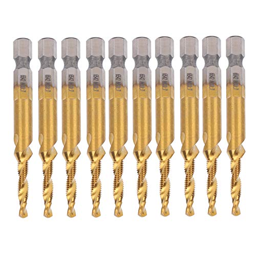 Headerbs 10pcs M4 HSS Schraubhahn -Tap -Kit Spiralklopfen mit Titanenbeschichtung Zum Bohren von 2 Mm 304 Stahlplatten und Kohlenstoffkupfer -Aluminium -Magnesiumlegierungen von Headerbs