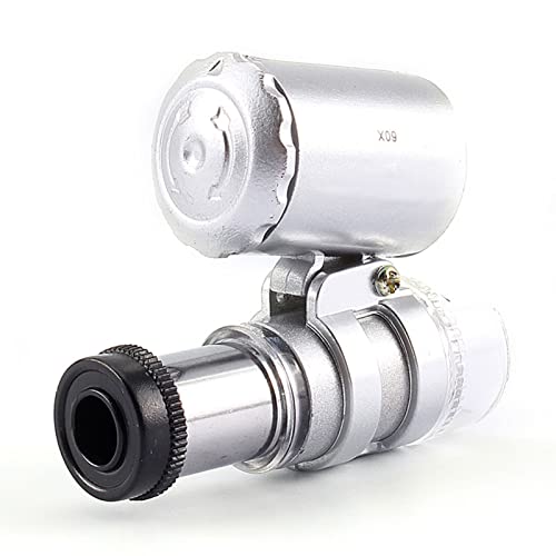 Headerbs 60x Vergrößerung Mini LED Light Loupe Lupe Tragbares Taschenmikroskop für Edelstein Diamanten Schmuckelektronik Inspektion von Headerbs