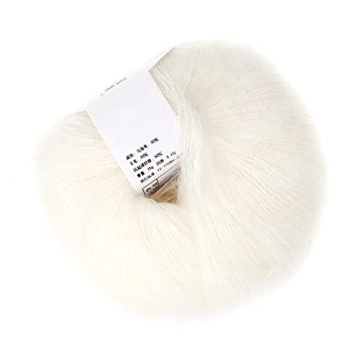 Weiche Mohair-Wolle Garn Handwaschbar Anti- Anti-Shhrinkage Bequeme Gewebeschals Schals Pullover Hüte Schuhe Sitzkissen für Verschiedene Anwendungen mit Warmem Gefühl (01 Weiß) von Headerbs