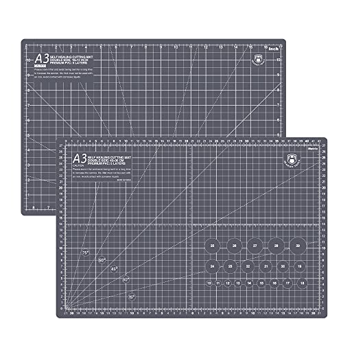 Headley Tools Schneidematte A3 - Selbstheilende Nähmatte, doppelseitig, 5-lagig, für Näharbeiten, Handwerk, Hobby, Stoff, Scrapbooking-Projekt, 18 x 12 Zoll (Grau) von Headley Tools