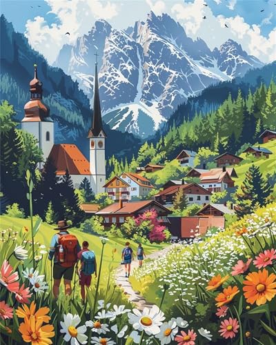 Blumen Malen Nach Zahlen Erwachsene,Paint by Numbers Leinwand Set mit Pinsels Und Acrylfarbe,DIY Kirche Handgemalt Ölgemälde Kit Anfänger für Home Haus Dekor 30x40cm mit Rahmen Blumen Malen Nach Zahlen Erwachsene,Paint by Numbers Leinwand Set mit Pinsels Und Acrylfarbe,DIY Kirche Handgemalt Ölgemälde Kit Anfänger für Home Haus Dekor 30x40cm mit Rahmen von Heaen