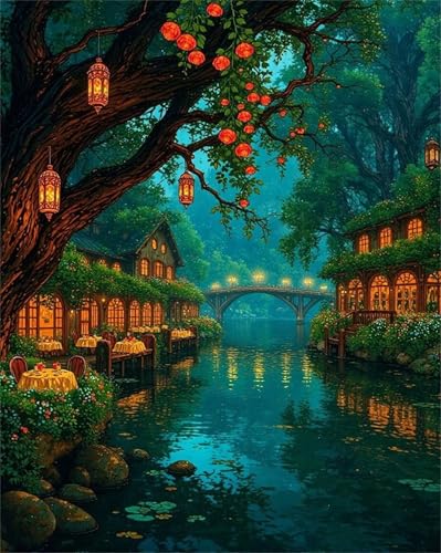 Bridge Paint by Numbers Kits for Adults,Lakeside Building Painting by Number Kits On Canvas,DIY Craft Art Painting Kit Acrylic Pigment Drawing Paintwork for Gift Home Wall Decor 30x40cm Framed Bridge Paint by Numbers Kits for Adults,Lakeside Building Painting by Number Kits On Canvas,DIY Craft Art Painting Kit Acrylic Pigment Drawing Paintwork for Gift Home Wall Decor 30x40cm Framed von Heaen