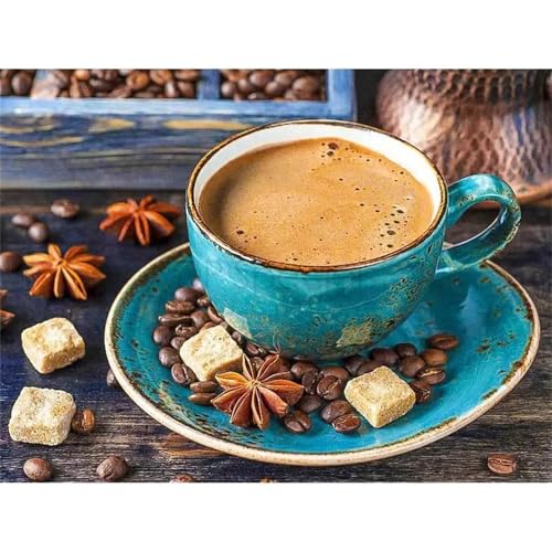 Heaen Kaffee Malen nach Zahlen Erwachsene,DIY Handgemalt Ölgemälde Kit 40x50cm,Paint by Numbers Adult Mit 3 - Pinseln und Acrylfarbe leinwand Kit Rahmenlos von Heaen