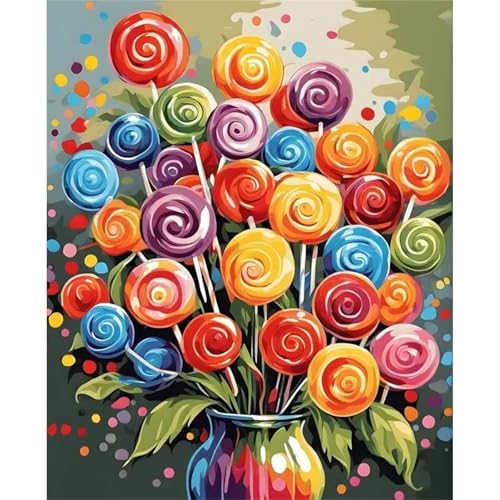 Heaen Lutscherstrauß Malen nach Zahlen Erwachsene,DIY Handgemalt Ölgemälde Kit 30x50cm,Paint by Numbers Adult Mit 3 - Pinseln und Acrylfarbe leinwand Kit Rahmenlos von Heaen