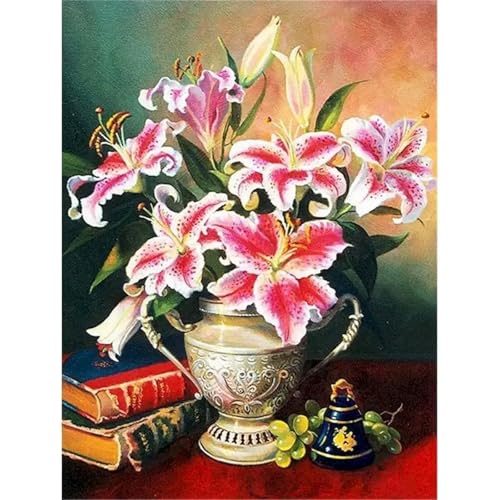 Heaen Malen Nach Zahlen Erwachsene Blumenvase,DIY Handgemalt Ölgemälde Leinwand Kits Mit Pinsels und Acrylfarbe Als Geschenke und Heimdekoration Framed 30x40cm von Heaen