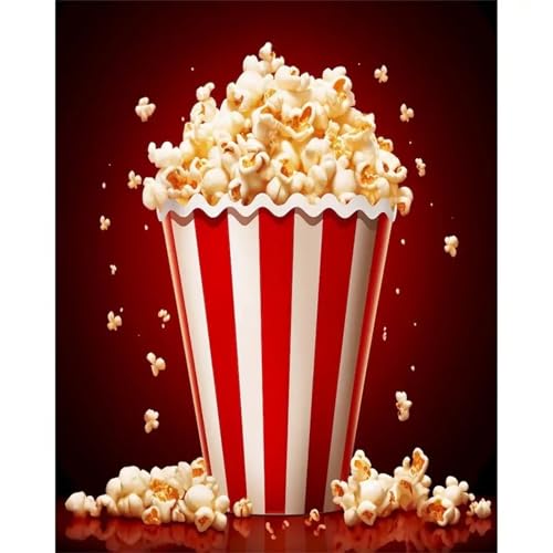 Heaen Malen Nach Zahlen Erwachsene Popcorn,DIY Handgemalt Ölgemälde Leinwand Kits Mit Pinsels und Acrylfarbe Als Geschenke und Heimdekoration Framed 30x40cm von Heaen