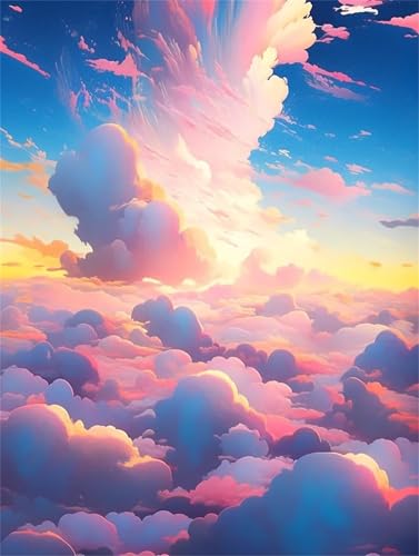 Heaen Wolken Malen nach Zahlen Erwachsene,DIY Handgemalt Ölgemälde Kit 40x50cm,Paint by Numbers Adult Mit 3 - Pinseln und Acrylfarbe leinwand Kit Rahmenlos von Heaen