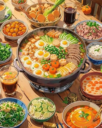Hot Pot Paint by Numbers Kits for Adults,Cartoon Food Painting by Number Kits On Canvas,DIY Craft Art Painting Kit Acrylic Pigment Drawing Paintwork for Gift Home Wall Decor 30x40cm Frameless Hot Pot Paint by Numbers Kits for Adults,Cartoon Food Painting by Number Kits On Canvas,DIY Craft Art Painting Kit Acrylic Pigment Drawing Paintwork for Gift Home Wall Decor 30x40cm Frameless von Heaen