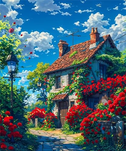 House Paint by Numbers Kits for Adults,Red Flowers Painting by Number Kits On Canvas,DIY Craft Art Painting Kit Acrylic Pigment Drawing Paintwork for Gift Home Wall Decor 30x40cm Framed House Paint by Numbers Kits for Adults,Red Flowers Painting by Number Kits On Canvas,DIY Craft Art Painting Kit Acrylic Pigment Drawing Paintwork for Gift Home Wall Decor 30x40cm Framed von Heaen
