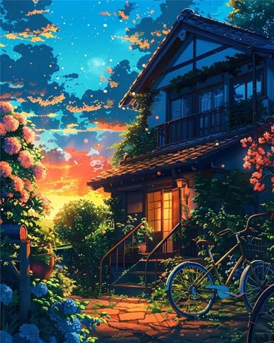 Malen Nach Zahlen Set für Erwachsene Fahrrad,DIY Handgemalt Ölgemälde Kit 55x70cm,Paint by Numbers Adult Mit 3 - Pinseln und Acrylfarbe für Home Decor mit Rahmen Haus Malen Nach Zahlen Set für Erwachsene Fahrrad,DIY Handgemalt Ölgemälde Kit 55x70cm,Paint by Numbers Adult Mit 3 - Pinseln und Acrylfarbe für Home Decor mit Rahmen Haus von Heaen