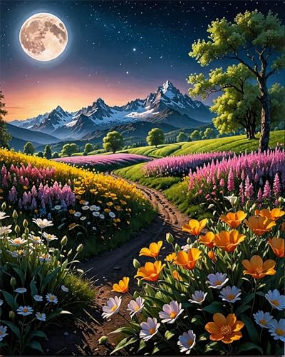 Malen Nach Zahlen Set für Erwachsene Mond,DIY Handgemalt Ölgemälde Kit 20x30cm,Paint by Numbers Adult Mit 3 - Pinseln und Acrylfarbe für Home Decor Rahmenlos Blumengarten Malen Nach Zahlen Set für Erwachsene Mond,DIY Handgemalt Ölgemälde Kit 20x30cm,Paint by Numbers Adult Mit 3 - Pinseln und Acrylfarbe für Home Decor Rahmenlos Blumengarten von Heaen