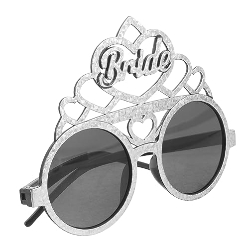 Healeved 1 Paar Brautbrille Braut zur Hochzeit Brautparty-Brillen Partybrille Brautduschendekorationen Mädchen Rose Brillen für die Brautparty braut brille Plastik Silver von Healeved