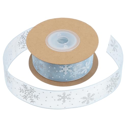 Healeved 1 Rolle Schneeflockenband Wickelband Schleife Bänder für Handwerk Winterbänder Glitzerband Schneeband Band für Blumenstrauß Chiffon Sky-blue von Healeved