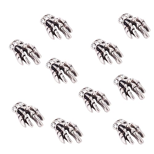 Healeved 10 Stück -Nageldekoration nägel zu hause machen nail art set Skelett-Aufkleber Skelett-Handnagel-Charme Gothic Maniküre selber machen DIY Maniküre Nagelkunst Kupfer Silver von Healeved