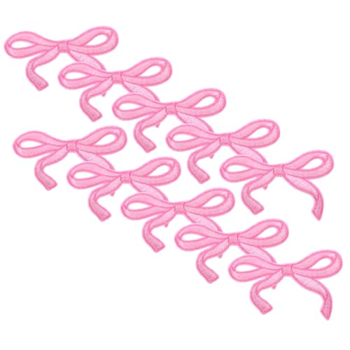 Healeved 10 Stück Rosa Schleifen Bügelflicken Bestickte Applikationen für Kleidung Rucksäcke Hüte DIY Reparatur Kleine Aufnäher für Jeans Hemden Jacken von Healeved