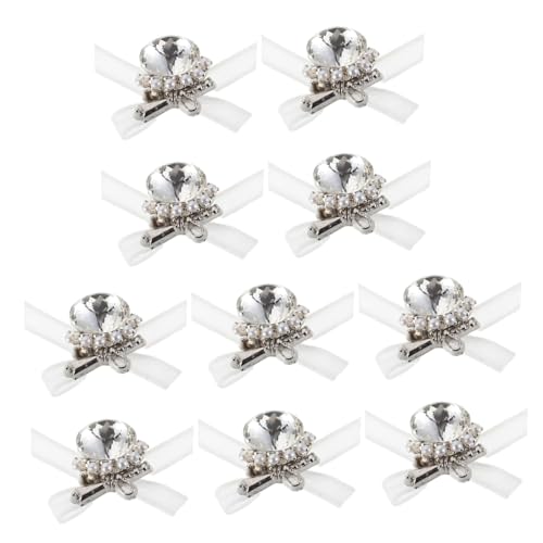 Healeved 10 Stück Teiliges Nagel Rhinestone mit Weißen Schleifen Funkelnde Nagelkunst Dekorationen aus Langlebigem Material Verblassungsresistente Nail Charms für Hochzeit Party und von Healeved