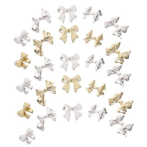 Healeved 100 Stück Schleifen Nagelverzierungen aus Metall Glänzende Flache Schmucksteine für Nageldesign DIY Nail Art für Mädchen Vielseitige Maniküre Dekoration für Alltag und Besondere von Healeved