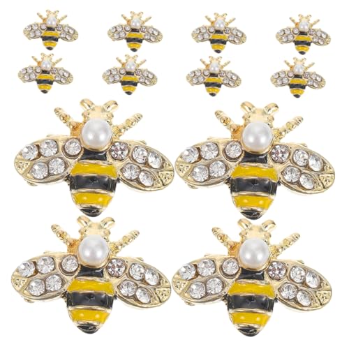 Healeved 12 Stück Bienen Nagel Charms Diy Nagelkunst Zubehör aus Legierung mit Strasssteinen für Kreative und Stilvolle Nageldesigns für Nail Art Enthusiasten von Healeved