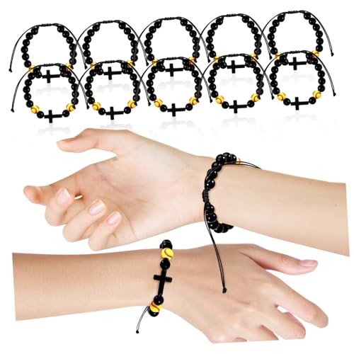 Healeved 12 Stück Softball -armband Blau Baseball-armbänder Sport Basketball-armbänder Gebraucht Perlen Männer Kette Jungs Mann Manschette Für Schwarz Deko Acryl Black von Healeved