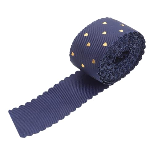 Healeved 1Rolle Rollenförmiges Herzband mit Gewelltem Spitzenrand und Goldfolie für Hochzeitssträuße Partydekorationen DIY Projekte und Geschenkverpackungen Dunkelblau von Healeved