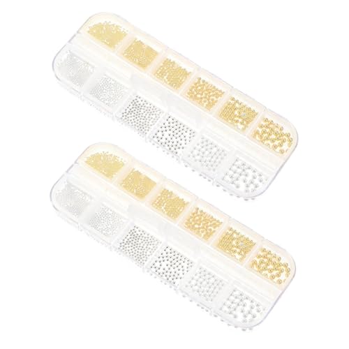 Healeved 2 Boxen Metal Nail Balls Boxen Verpackt Metall Perlen Mix Gold Silber Für Nagelkunst DIY Maniküre Schmuckdekorationen Salon Home Nail Craft Supplies Healeved 2 Boxen Metal Nail Balls Boxen Verpackt Metall Perlen Mix Gold Silber Für Nagelkunst DIY Maniküre Schmuckdekorationen Salon Home Nail Craft Supplies von Healeved