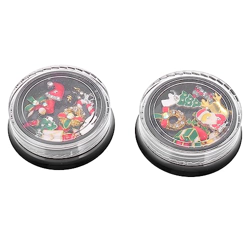 Healeved 2 Boxen Nagelpflaster Weihnachtliche Nailart-dekoration Nagel Strass Weihnachts-maniküre-schmuck Nagelaufkleber Nagelkunst-anhänger Weihnachtsnagelscheiben Legierung Colorful von Healeved