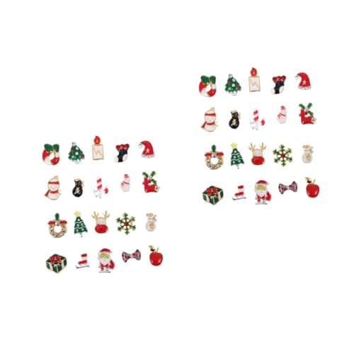 Healeved 2 Sätze Weihnachts-nagel-diamant 3d-weihnachtsnagelaufkleber Weihnachtsmann Weihnachts Nail Sticker Nail Art Set Weihnachtsdeko Schmuck Nagel Dekoration Niet Maniküre 20 Stück * 2 von Healeved