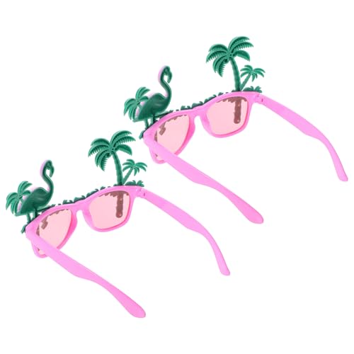 Healeved 2 Stück Brillen Im Flamingo-Design Lustige Kokosnussbaum-Brillen Hawaii-Party-Anzieh-Brillen-Requisiten Dekorative Strand-Foto-Requisiten-Brillen von Healeved