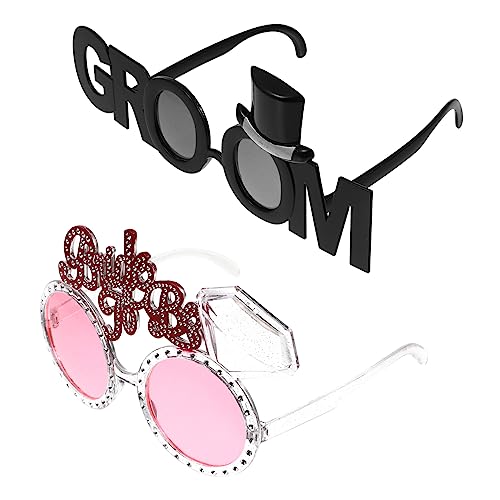 Healeved 2 Stück Kreative Brille für Hochzeitskostümbrille für Junggesellenabschied Hochzeitsfeier Transparente Brautbrille von Healeved