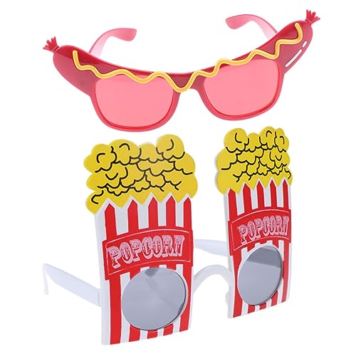 Healeved 2 Stück Lustige Partybrillen Hot Dog Popcorn Form Bequeme Leichte Sonnenbrillen für Erwachsene Einzigartige Fotorequisiten für Karneval Feiern von Healeved