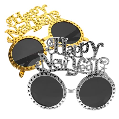 Healeved 2 Stück Lustige Year Partybrillen Leichtem Material Gold und Silber als Fotorequisite und Festliches Accessoire für Silvester und Neujahrsfeiern Healeved 2 Stück Lustige Year Partybrillen Leichtem Material Gold und Silber als Fotorequisite und Festliches Accessoire für Silvester und Neujahrsfeiern von Healeved