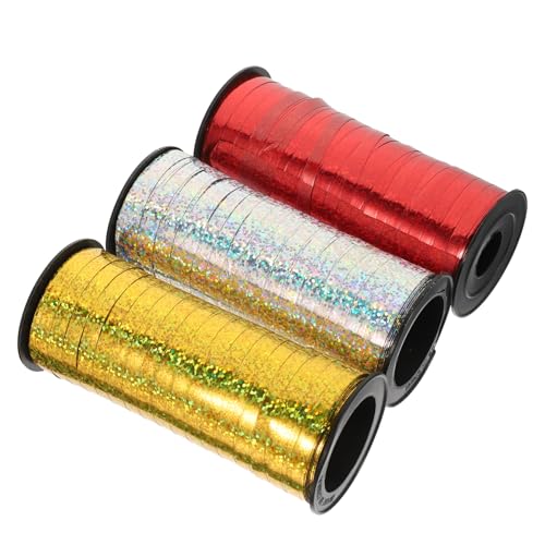 Healeved 3 Rollen Glänzendes Geschenkband Set Metallisches Luftschlangenband mit Holografischem Glitzereffekt Farbenfroh Gold Silber Rot für Luftballon Dekorationen Basteln Healeved 3 Rollen Glänzendes Geschenkband Set Metallisches Luftschlangenband mit Holografischem Glitzereffekt Farbenfroh Gold Silber Rot für Luftballon Dekorationen Basteln von Healeved