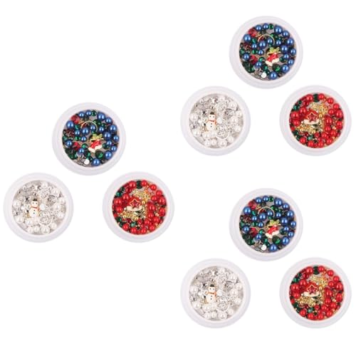 Healeved 3 Sätze Weihnachts-nagel-kunst-ornamente Zubehör Weihnachtsmann Dekorationen Weihnachts Nail Sticker Weihnachts Party Nagelkunstaufkleber Nägel Glitzern Patch Legierung 3boxen*3 von Healeved