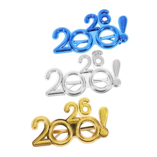 Healeved 3 Stück Teiliges Silvesterbrillen mit Ausrufezeichen Bunte Glitzer-neujahrsbrillen in Blau Silber Gold Leichte Partybrillen für Neujahrsfeiern Fotorequisiten und Festliche von Healeved
