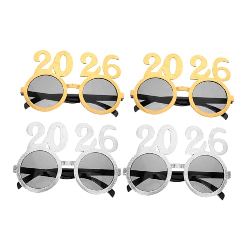Healeved 4 Stück 2026 Plastikbrillen: 2026 Brillengestelle Für Silvester, Abschlussfeiern, Silvesterpartys, Foto-requisiten, Dekorationen Healeved 4 Stück 2026 Plastikbrillen: 2026 Brillengestelle Für Silvester, Abschlussfeiern, Silvesterpartys, Foto-requisiten, Dekorationen von Healeved