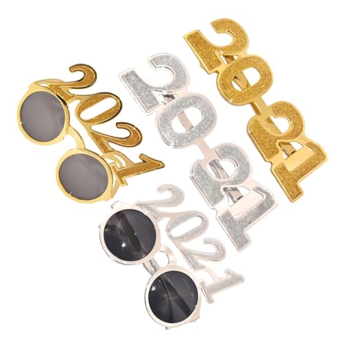 Healeved 4 Stück Glitzernde Neujahrsbrille Lustige Nummerngläser für Partys für Silvester Feierlichkeiten mit Goldenen Silbernen Akzenten für Unvergessliche von Healeved