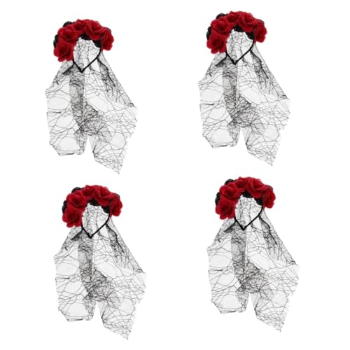 Healeved 4 Stück Künstliche Rosen Halloween Haarreif mit Schwarzem Schleier Halloween Kopfschmuck für Kostümpartys Leicht und für Verschiedene Veranstaltungen Healeved 4 Stück Künstliche Rosen Halloween Haarreif mit Schwarzem Schleier Halloween Kopfschmuck für Kostümpartys Leicht und für Verschiedene Veranstaltungen von Healeved