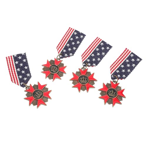 Healeved 4 Stück Stil Broschen aus Metall Retro Vintage Abzeichen mit Krone und Geometrischem Design Leichte Anstecknadeln für Jacken Anzüge Patriotische Dekoration zum Unabhängigkeitstag von Healeved