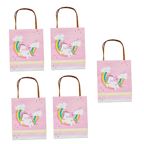 Healeved 5 Stück Kleine Papiertüten mit Einhorn Stabile Papiertragetaschen und Vielseitig für Süßigkeiten Kekse Brot und Geeignet von Healeved