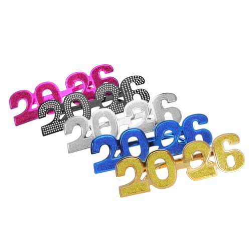 Healeved 5stücke Pack Neujahrsbrillen Glitzer-zahlenbrillen Aus Robustem Pc-material Für Abschlussfeiern Partys Silvester Feiertage Und Fotoautomaten-requisiten von Healeved