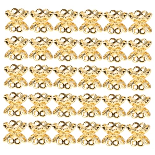 Healeved 50 Stück Kupfer-abstandshalter-perlenkappen, Doppelseitige Hohlperlen, Metallblumen-lose Perlen, Endkappen Für Armbänder, Schmuckzubehör von Healeved