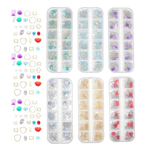 Healeved 6Er-Box Boxen Nagelkunst Strasssteine mit Perlen und Glassteinen Fächer DIY Maniküre Zubehör für Natürliche und Künstliche Nägel Glänzende Nail Art Dekoration für Damen und Mädchen Healeved 6Er-Box Boxen Nagelkunst Strasssteine mit Perlen und Glassteinen Fächer DIY Maniküre Zubehör für Natürliche und Künstliche Nägel Glänzende Nail Art Dekoration für Damen und Mädchen von Healeved