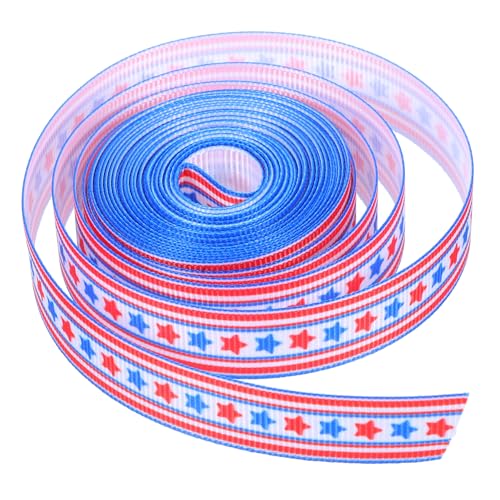 Healeved Amerikanisches Sternband Patriotisches Band Gedenkband Sternmusterband Nationalstolzband Ballonband Mehrfarbiges Band Geschenkband Polyester von Healeved