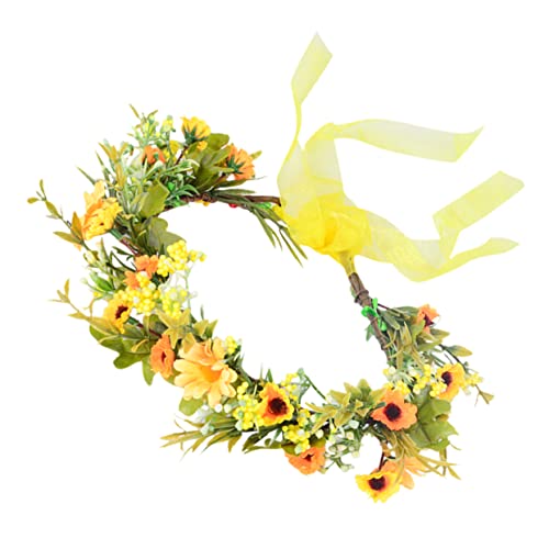Healeved Blumenkranz Haarschmuck für Bräute Sonnenblumen Haarkranz Verstellbares Stirnband für Hochzeiten Partys und Fotoshootings Elastisches Design für Damen und Mädchen von Healeved