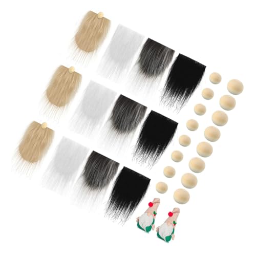 Healeved DIY Wichtel Material mit Kunstpelz in Weiß Schwarz Khaki Dunkelgrau und Robusten Holzperlen für Handmade Gnom Basteln für Weihnachts Valentinstagsdeko von Healeved